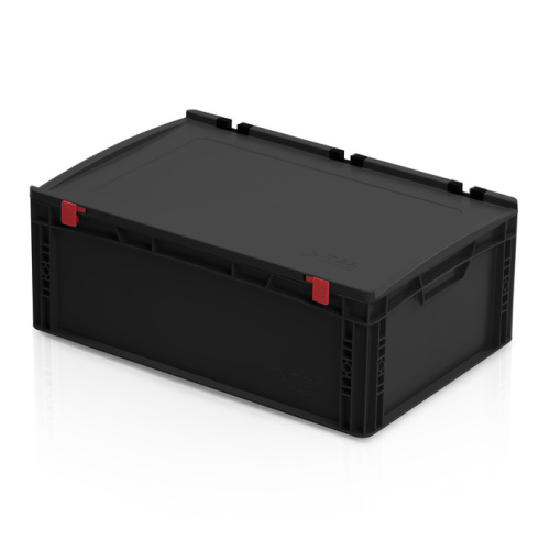 Műanyag tároló doboz fedéllel 600x400x235 mm ESD